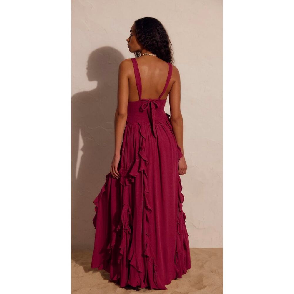 NWT Free People Free-est Marsai Maxi Dress in Summer Cherries Dark Purple - Picture 2 of 3